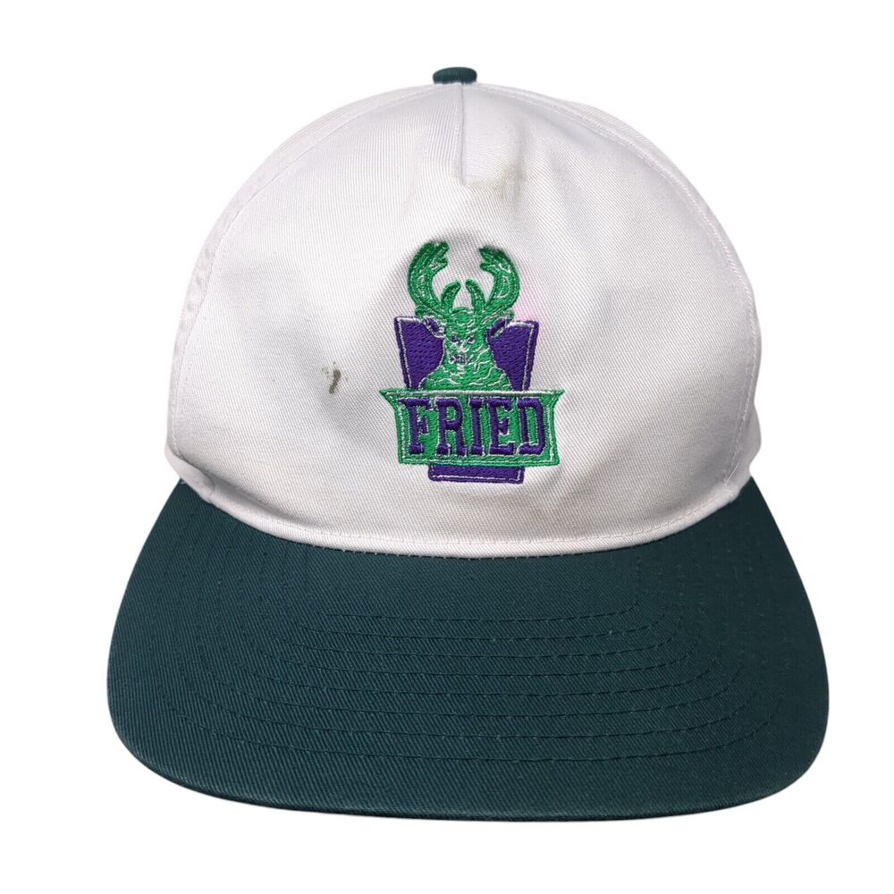 Fried Snapback Hat White One Size Adjustable Embroidered Colorblock HG